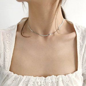 silver Snake Necklace Trendy Stainless Steel